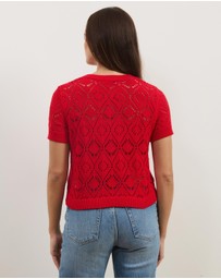 Atmos&Here - Hani Short Sleeve Open Knit Cardigan