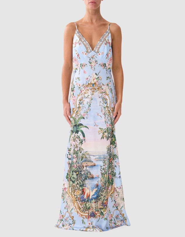 Camilla - V-Neck Full Length Bias Slip Dress
