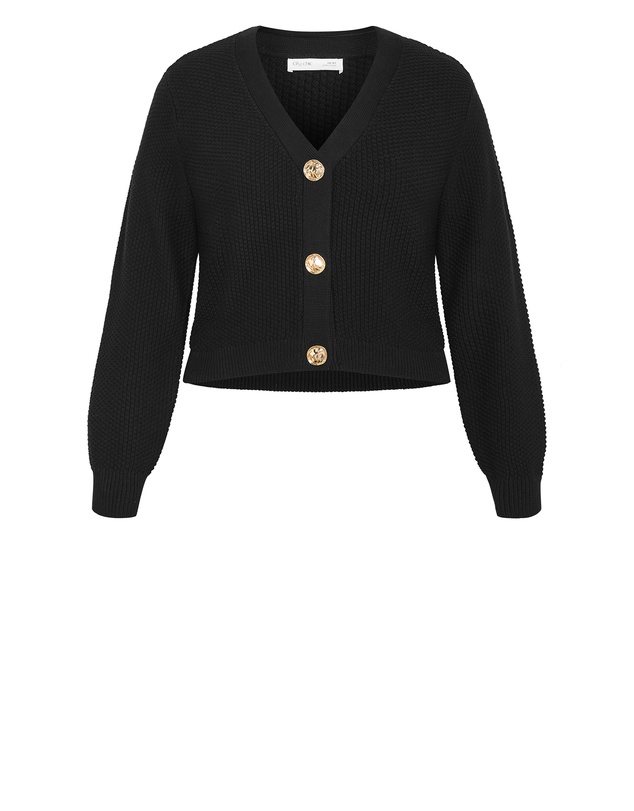 City Chic - Plus size Bella Cotton Knit Cardigan - black