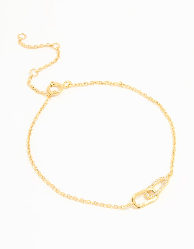 Lovisa - Gold Plated Sterling Silver Cubic Zirconia Link Oval Bracelet