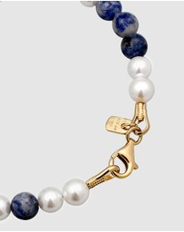 Kuzzoi - ICONIC EXCLUSIVE - Bracelet Male Ball Agate and Shell Pearls 925 Sterling Silver Gold-plated