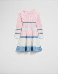 Country Road - Organically Grown Cotton Blend Variegated Stripe Knit Dress