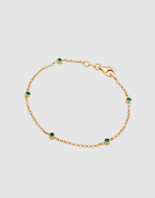 Elli Jewelry - Green Crystal Filigree Bracelet in Gold-Plated 925 Silver