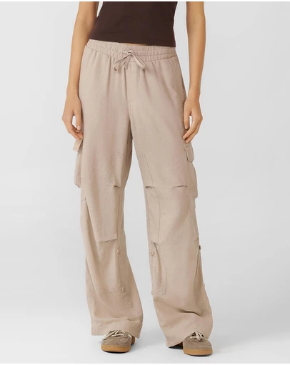 Lorna Jane - Linen Flashdance Wide Leg Cargo Pants