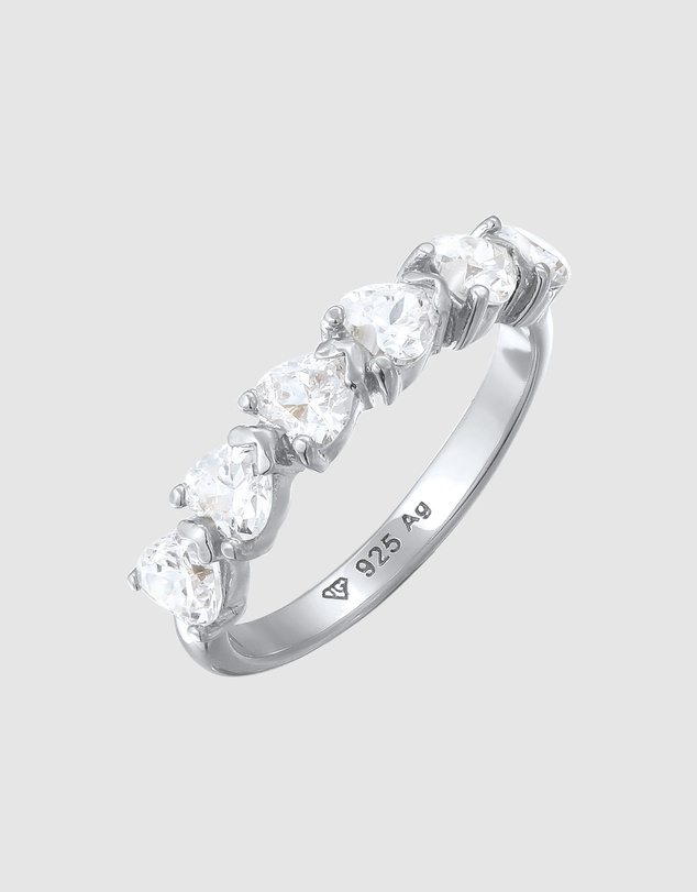 Elli Jewelry - Zirconia Heart Band Ring in 925 Silver