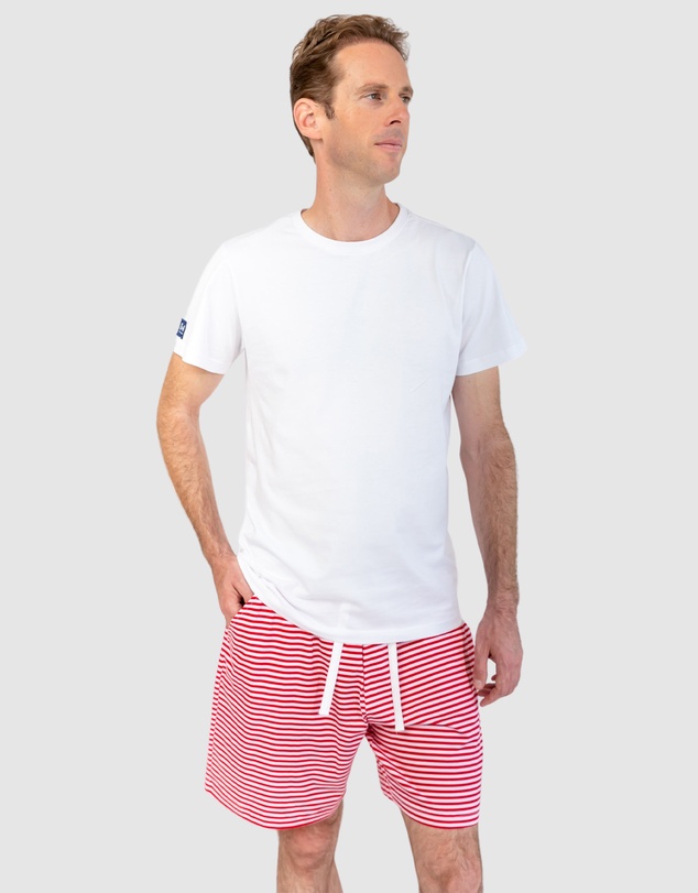 Sant And Abel - Men's Jersey Red Stripe Sleep Shorts
