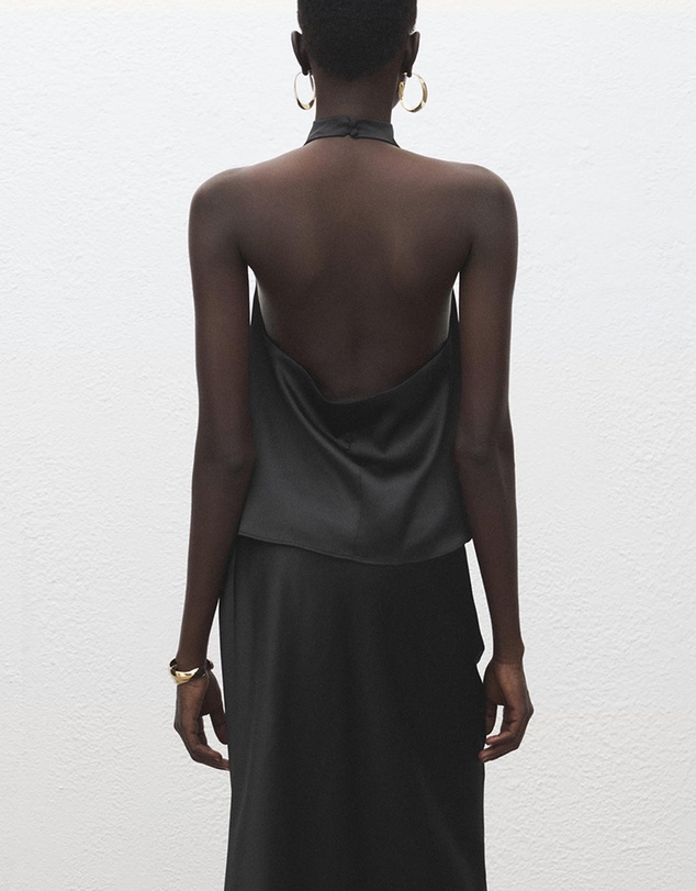 M.N.G - Draped Neck Satin Top