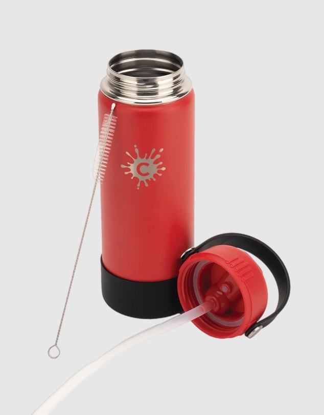 Tolu Australia - 750ml Reusable Red Water Bottle with Straw Lid