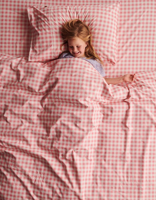 Kip&Co - Gingham Candy Organic Cotton Fitted Sheet Cot - Babies