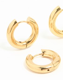 Lovisa - Waterproof Gold Plated Stainless Steel Tube Hoop Earrings 2 Pack