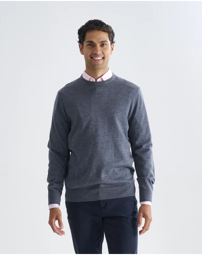 3 Wise Men - 3 Wise Men Driver Crew Neck Merino Knit - Charcoal