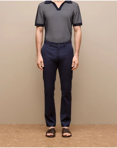 Trenery - Tailored Fit Dobby Twill Pant in Navy