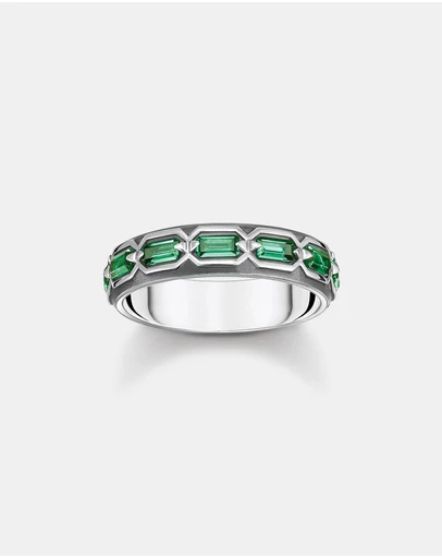 THOMAS SABO - Ring Crocodile Shell with Stones Silver Blackened