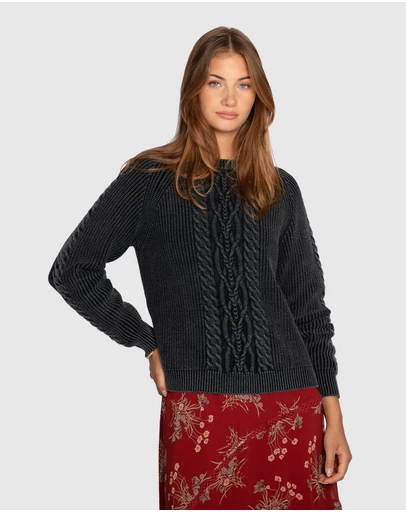 Belle & Bloom - Hudson Street Cable Garment Dyed Sweater