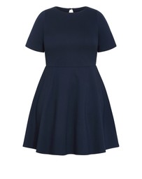 City Chic - Plus size Cariline Mini Skater Dress - navy