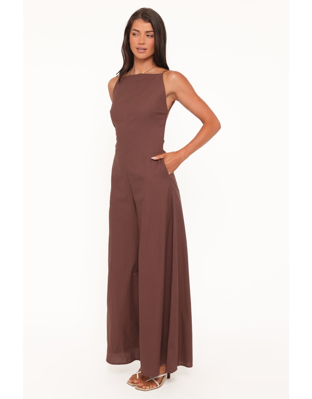 Petal & Pup - Ophilia Open Back Jumpsuit - Dark Brown