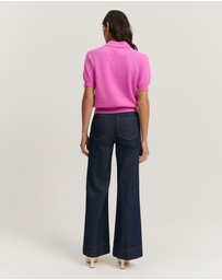 Country Road - Gcs-certified Cashmere Blend Zip-through Knit Polo