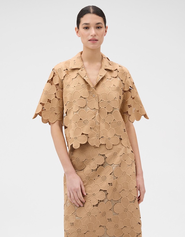 Oroton - Poppy Lace Crop Shirt