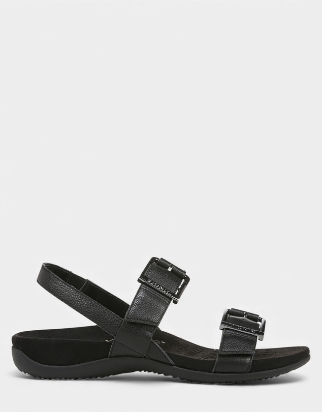 Vionic - Reese Back Strap Sandal - Black Tumbled Leather