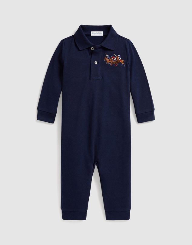 Polo Ralph Lauren - Triple-Pony Cotton Mesh Polo Coverall - Babies