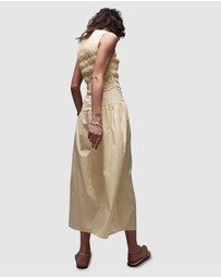 TOPSHOP - Shirred Bust Dropped Waist Midi Poplin Dress