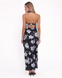 Petal & Pup - Freida Halter Midi Dress - Black Floral