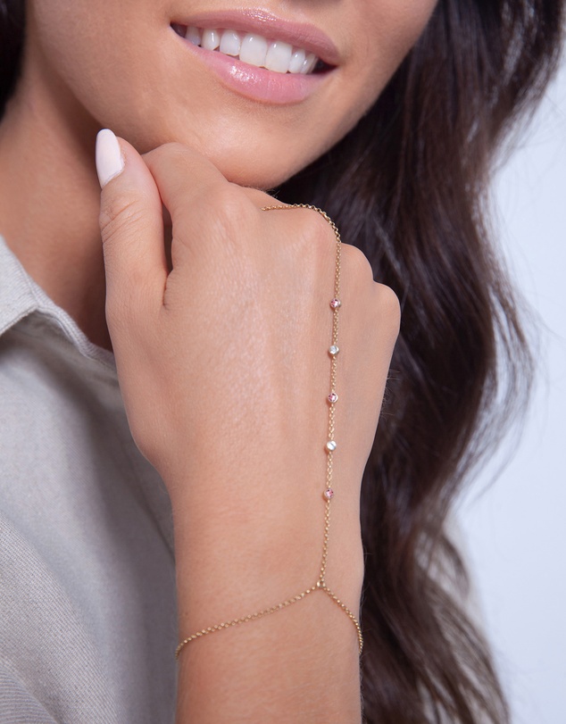 Elli Jewelry - Bracelet Hand Chain Crystals 925 Sterling Silver Gold-plated