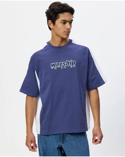 Worship - Line Stepper Box Crop Raglan Tee