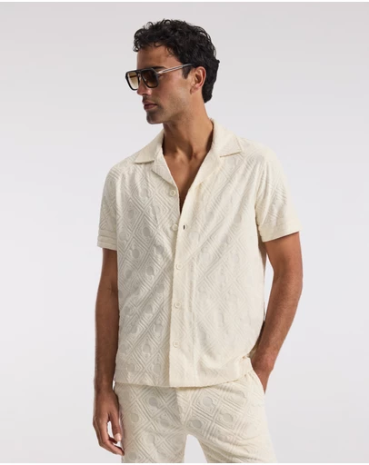 Calibre - Plush Terry Logo Short Sleeve Shirt Ivory