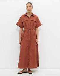 Calli - Linen Blend Seamed Midi Dress