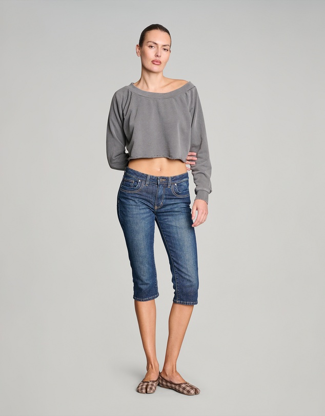 Love and Nostalgia - Weekender Crop Sweat - Pigment Black