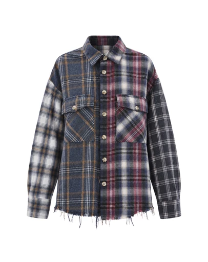 THE TALES - Cut Off Patchwork Check Shirt