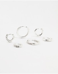 Lovisa - Silver Plated Diamante Huggie Earrings 3-Pack