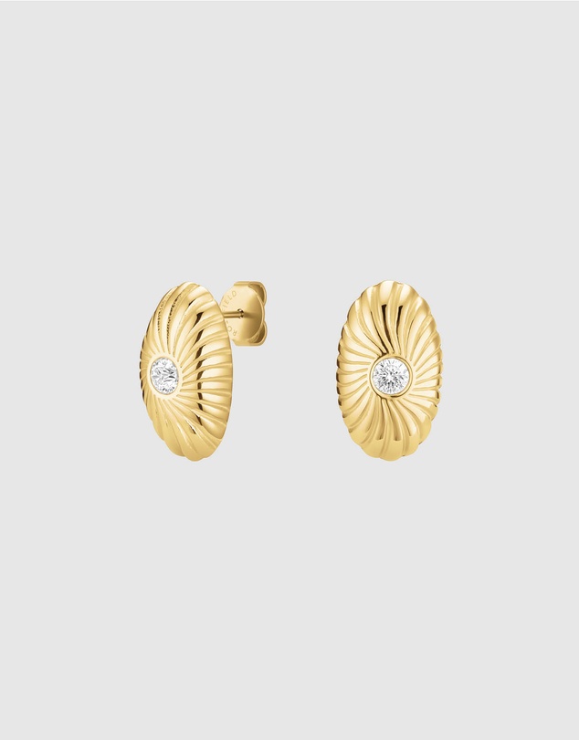 Rosefield - Bold Solitary Gold Texture Studs and Necklace Set