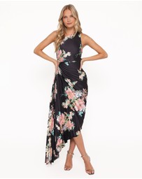 Petal & Pup - Kleo One Shoulder Maxi Dress - Black Floral