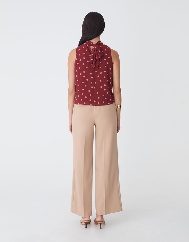 Forcast - Lottie Printed Tie Neck Top