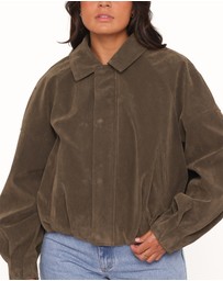 Petal & Pup - Jensen Faux Suede Bomber Jacket - Olive