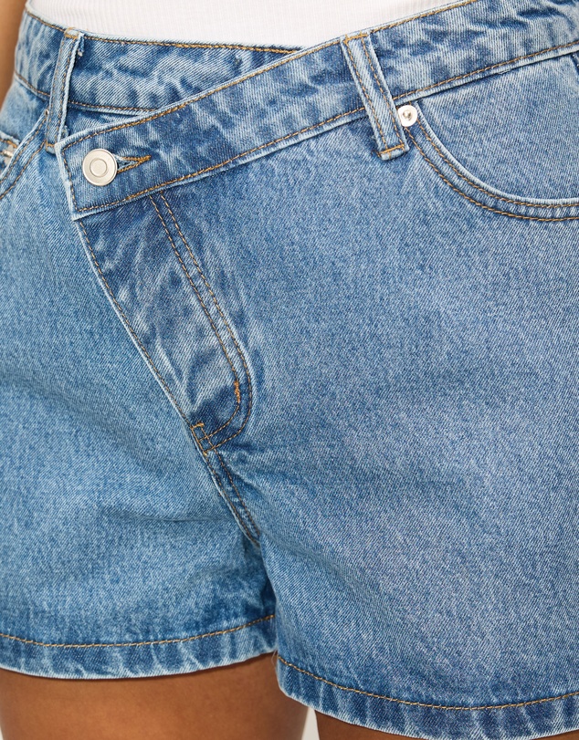 Dazie - Oceane Asymmetric Button Denim Shorts