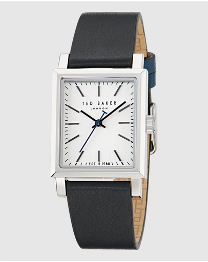Ted Baker - Jaareth Silver-Tone Black Leather Watch