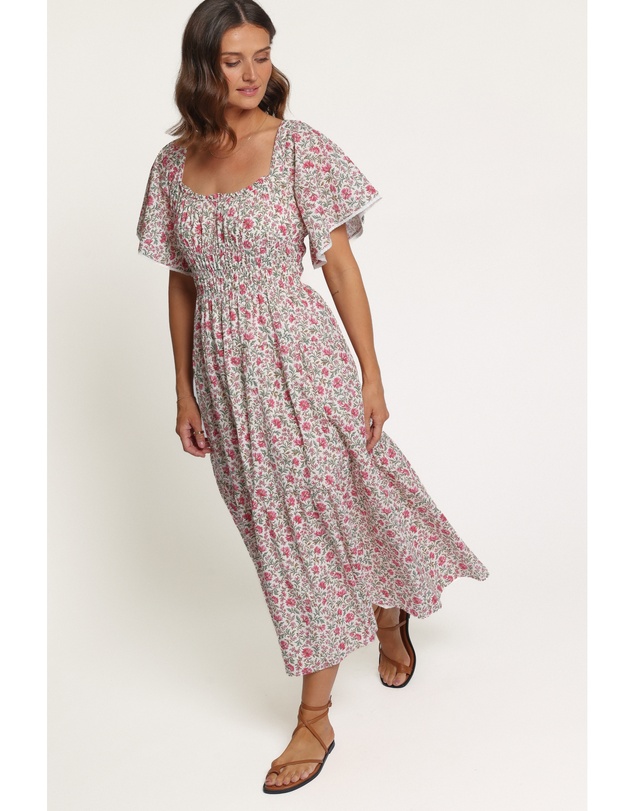 Petal & Pup - Tierney Midi Dress - Pink Green Floral