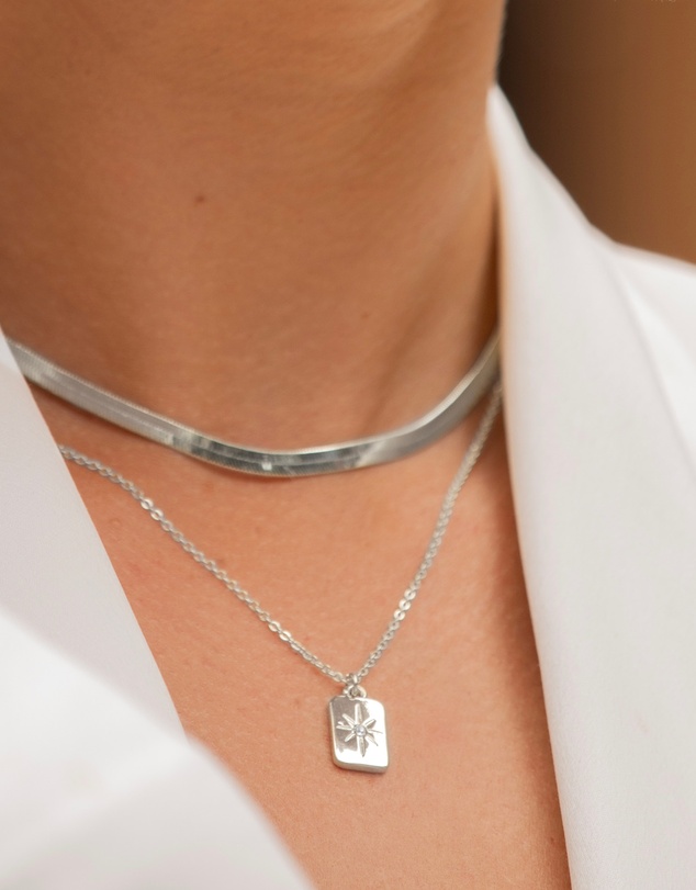 Mestige - True North Bar Necklace - Silver Plated