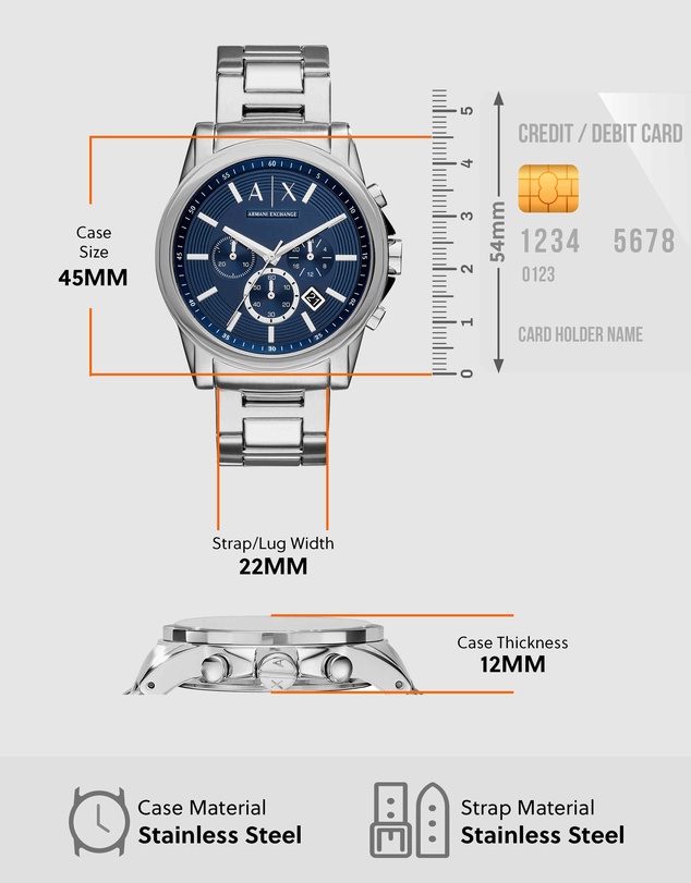 Armani Exchange - Silver Tone Chronograph Watch