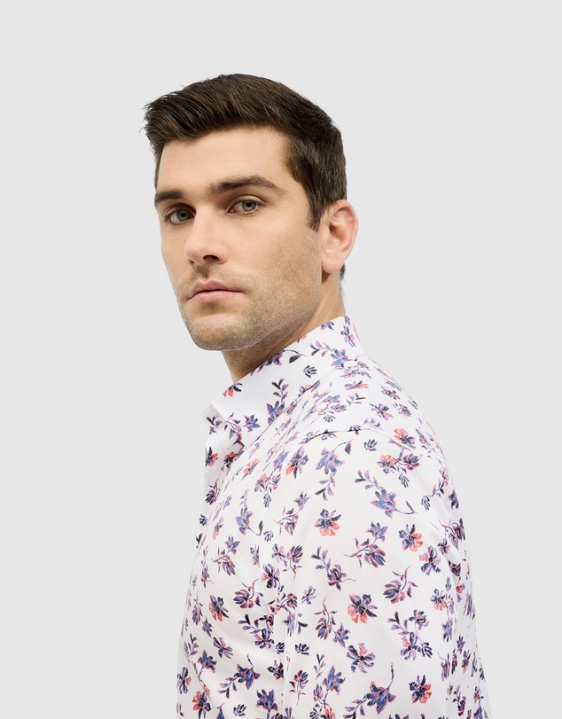 Politix - Two-tone Floral Print Long Sleeve Shirt