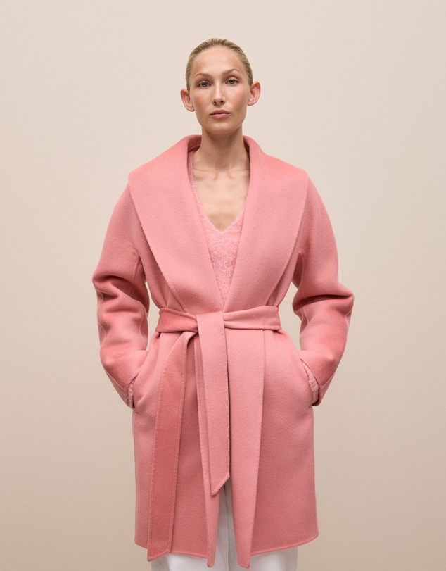 Trenery - Brushed Wool Wrap Coat in Dusty Rose
