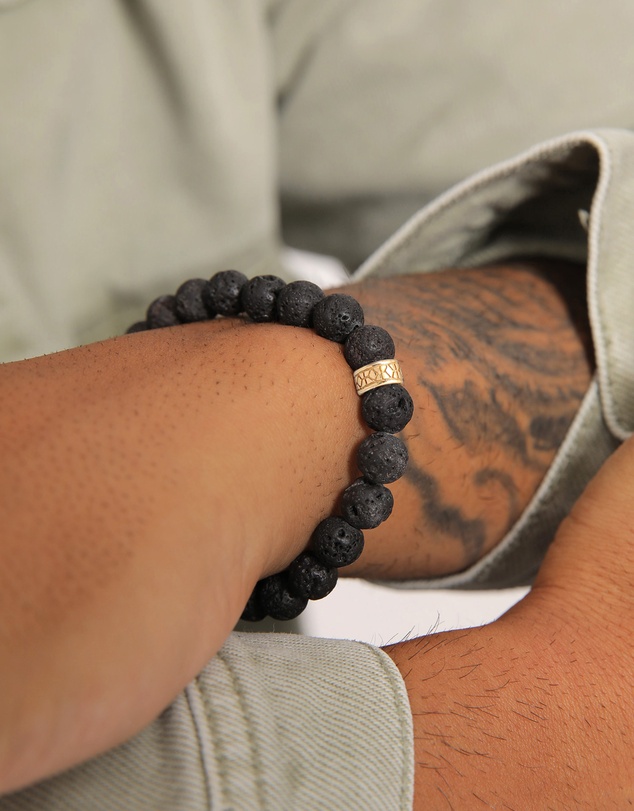 Kuzzoi - ICONIC EXCLUSIVE - Lava Stone Bracelet with Gold-Plated Silver Elements