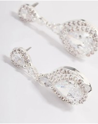 Lovisa - Silver Plated Cubic Zirconia Marquise Drop Earrings