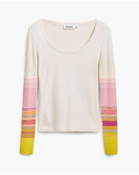 Desigual - T-shirt with printed sleeves