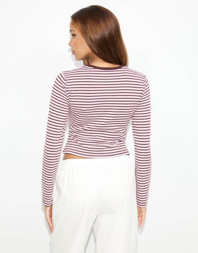 Dazie - Blush LS Stripe T-Shirt