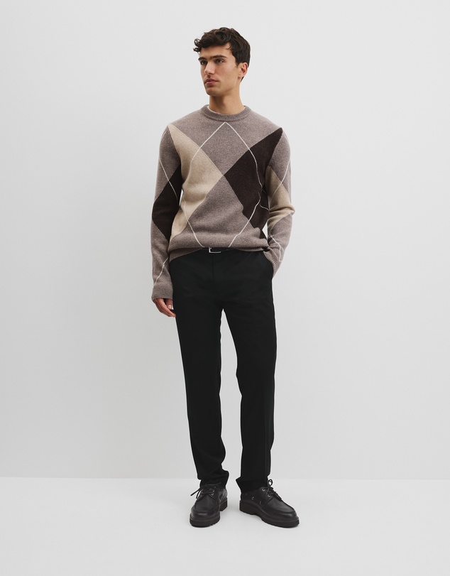 Country Road - Merino Wool Argyle Crew Neck Knit