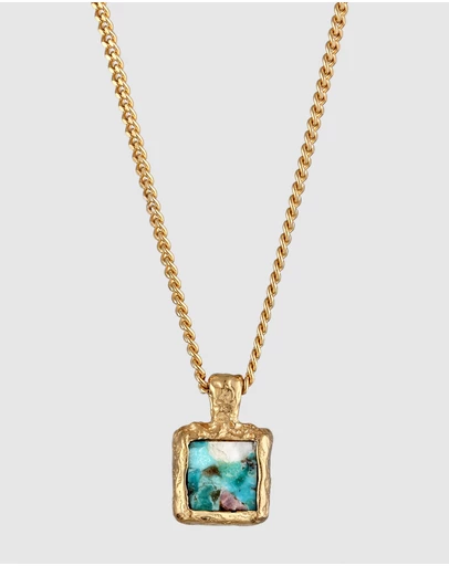 Haze & Glory - ICONIC EXCLUSIVE - Necklace Turquoise Square 925 Sterling Silver Gold-Plated